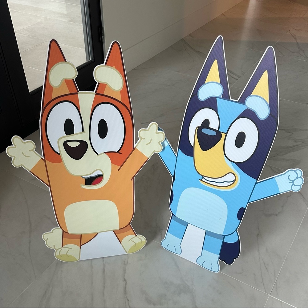Bluey & Bingo Cartoon Character Cardboard Cutouts - 36” with stand